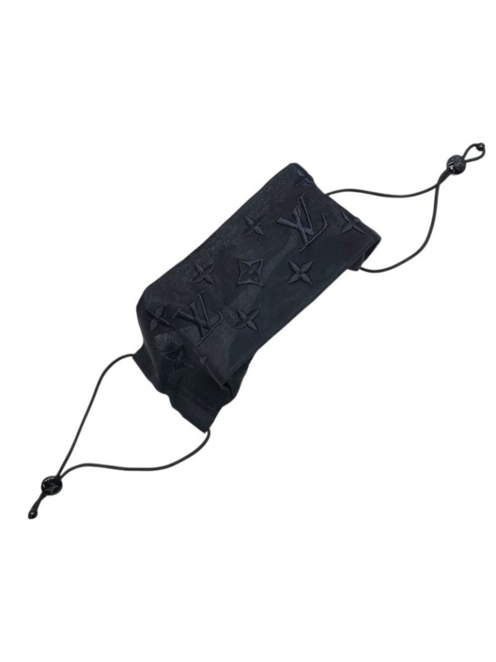 ★SOLD★ Louis Vuitton Mask Cover Pouch Set Monogram Mesh Polyester Cotton Black - Picture 2 of 10